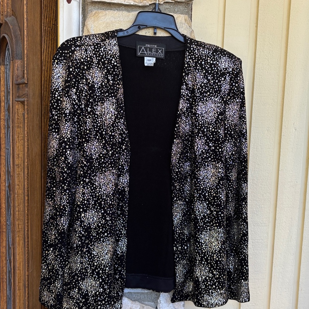 Alex Evenings Sparkling Black and Silver Blazer
